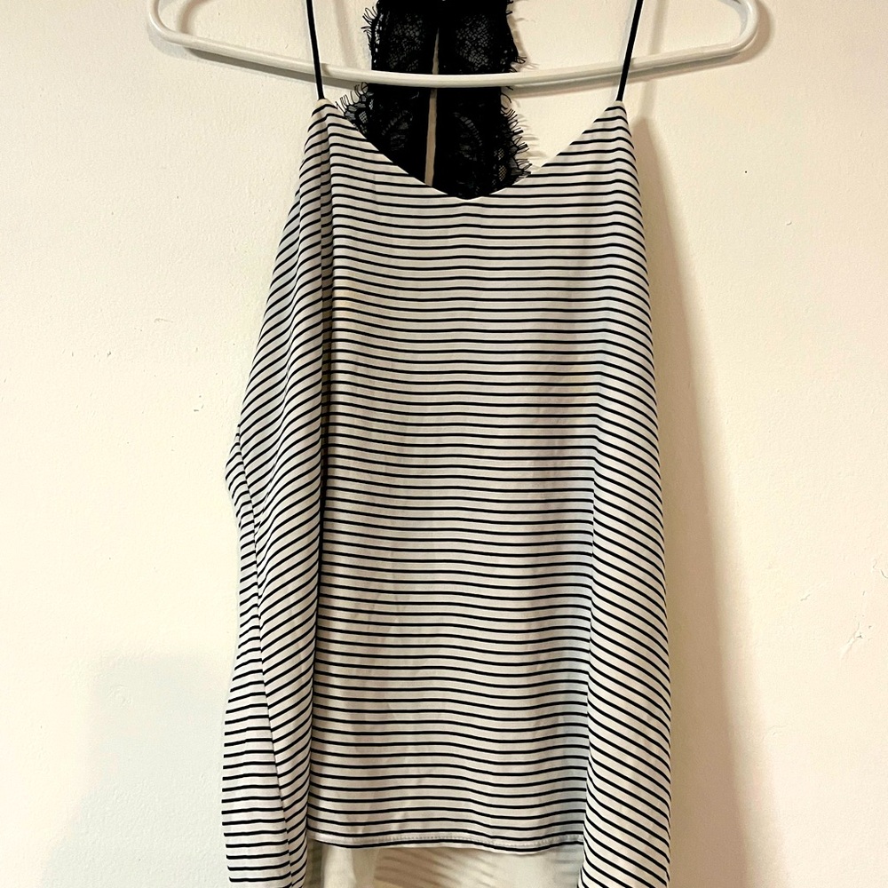 Express black and white striped tank M